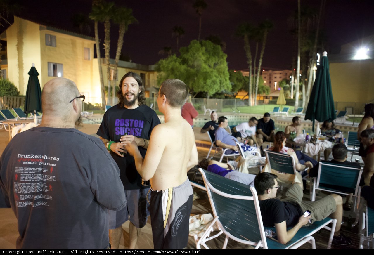 Nighttime Poolside Gathering