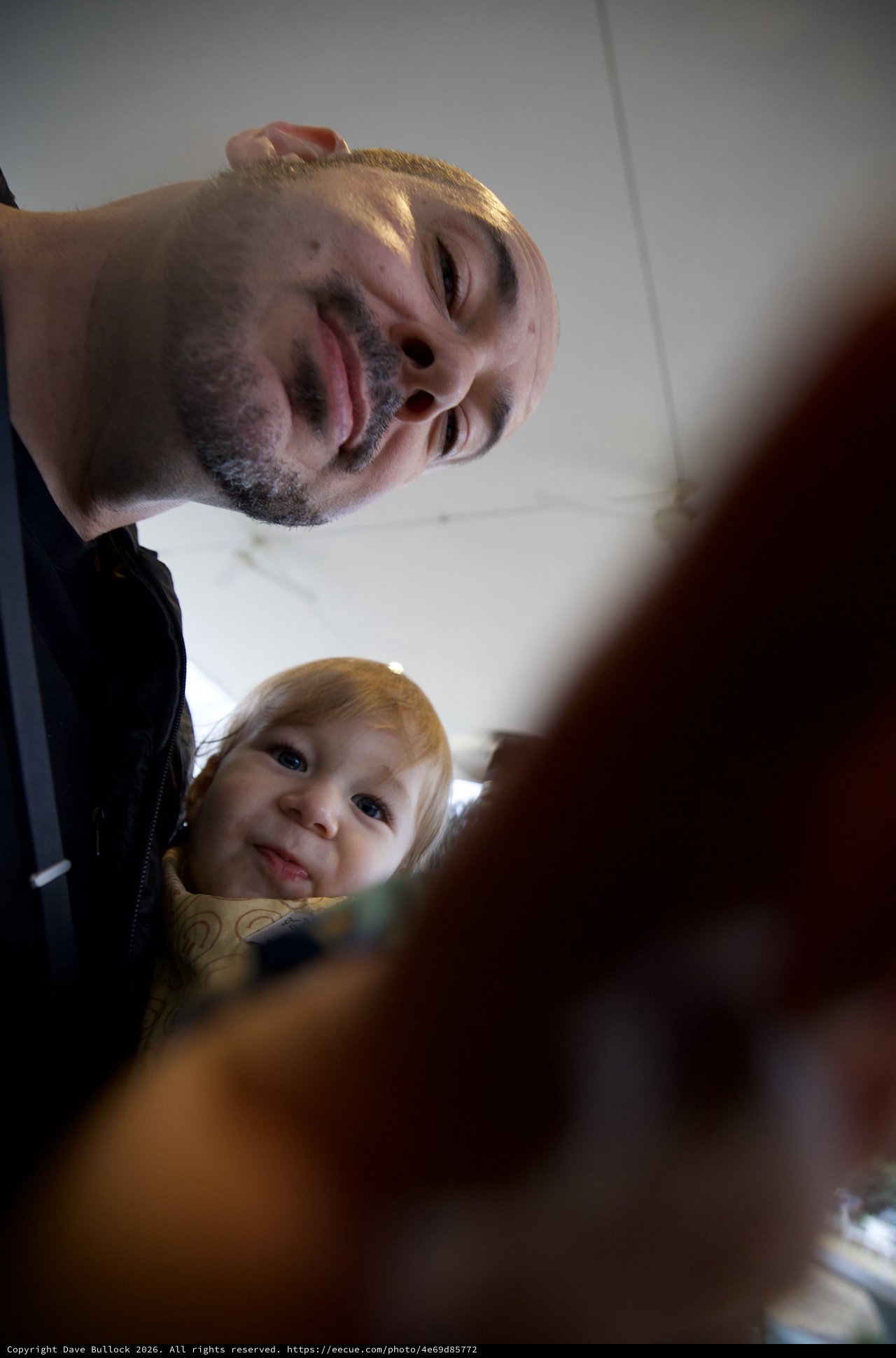 Father and Child Selfie Moment at Dinner