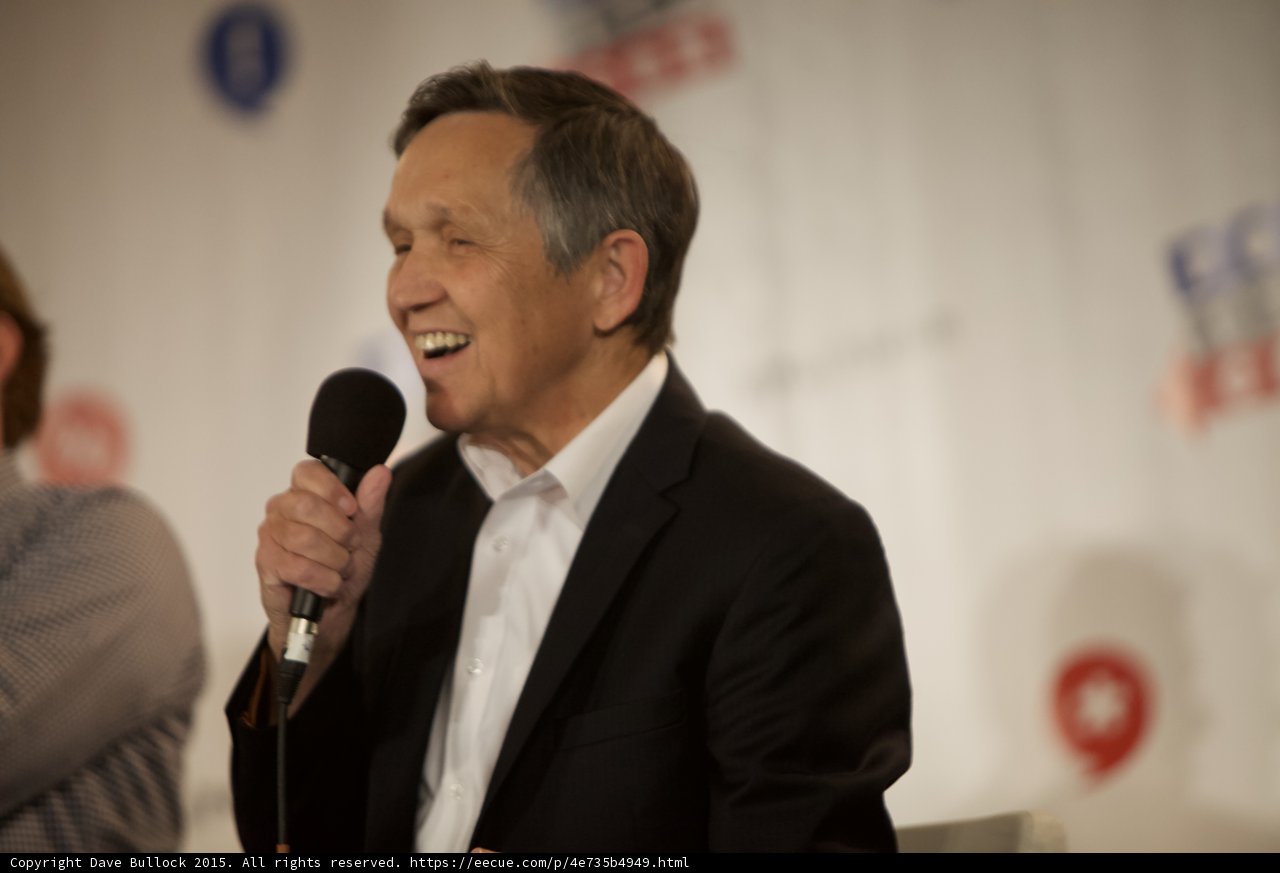 Dennis Kucinich Shares His Message with a Smiling Crowd