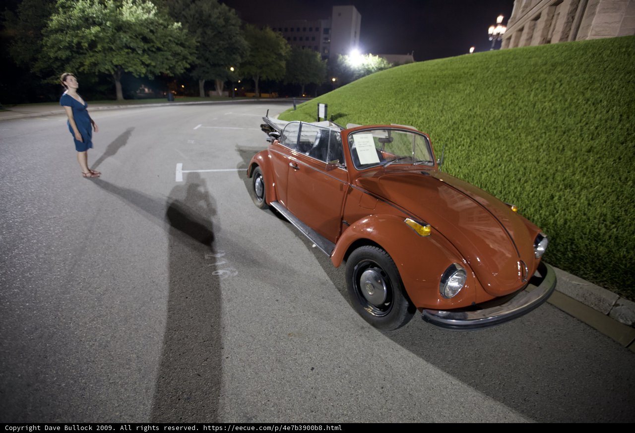 Nighttime Stroll in a Vintage Convertible