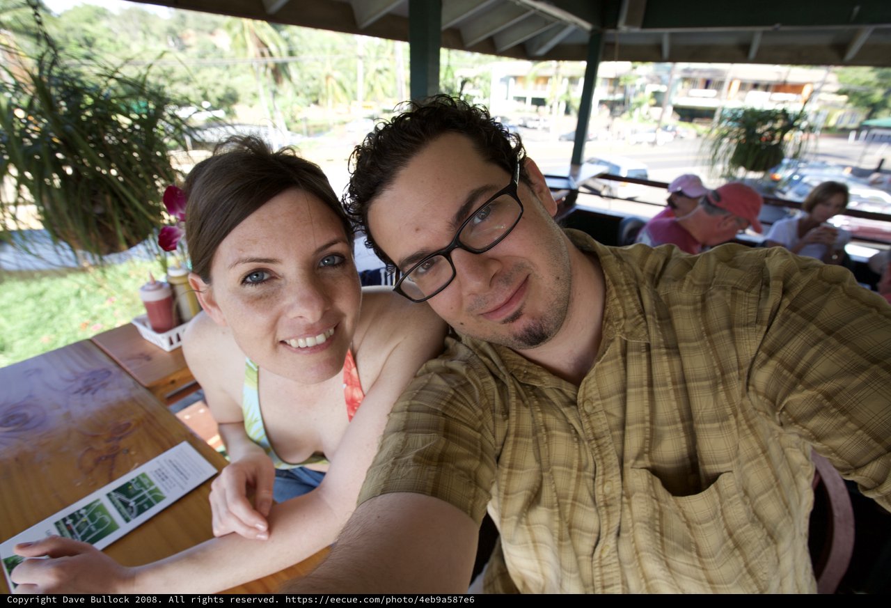 Couple's Selfie at Hawaiian Open-Air Restaurant