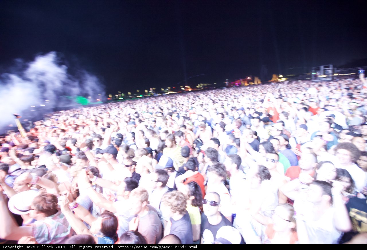 Smoke-filled crowd at Coachella concert