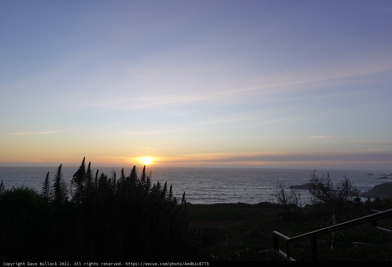Sunset over the Ocean from Hillside
