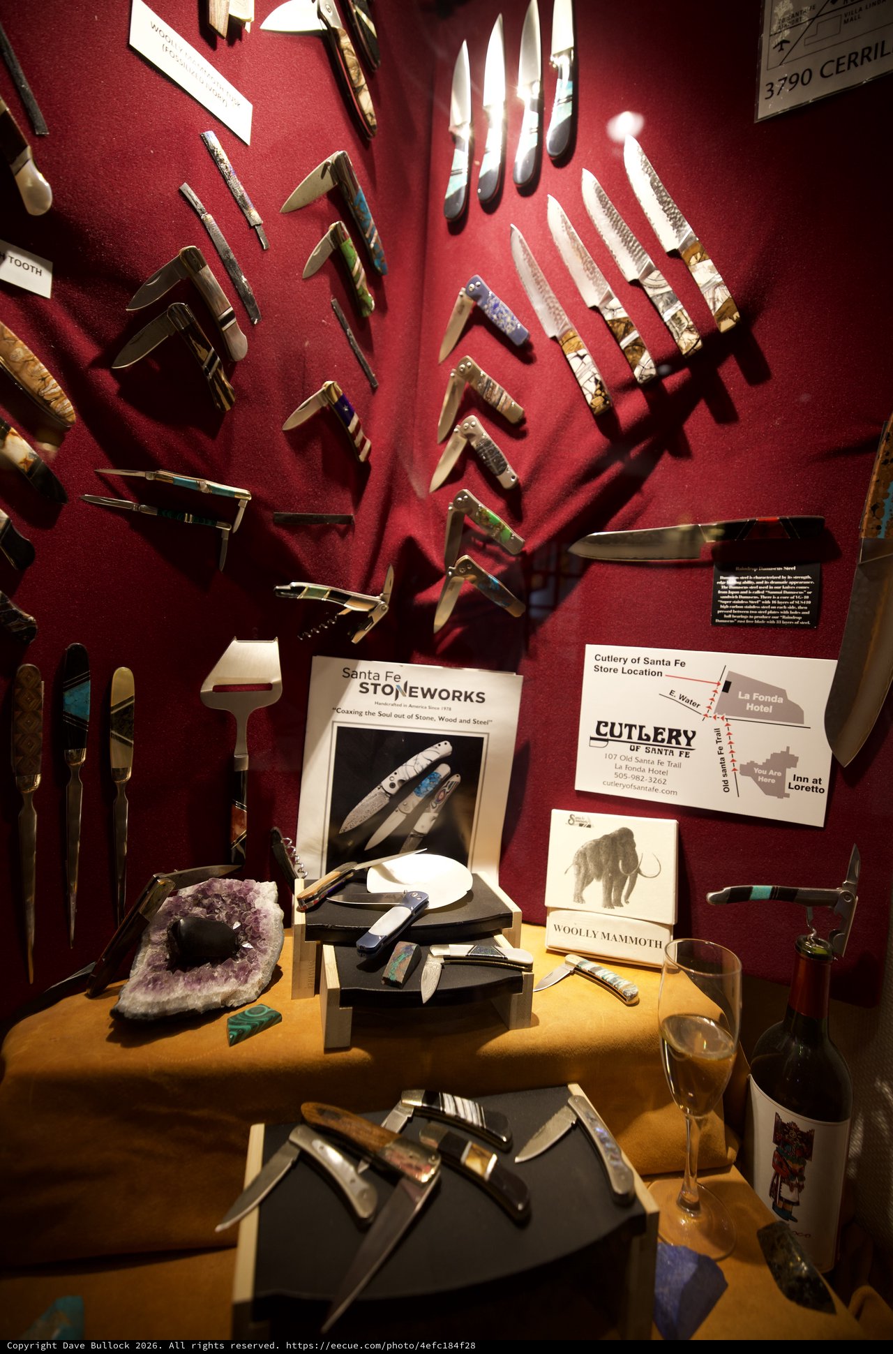 Custom Knife Collection Display at Santa Fe Stoneworks