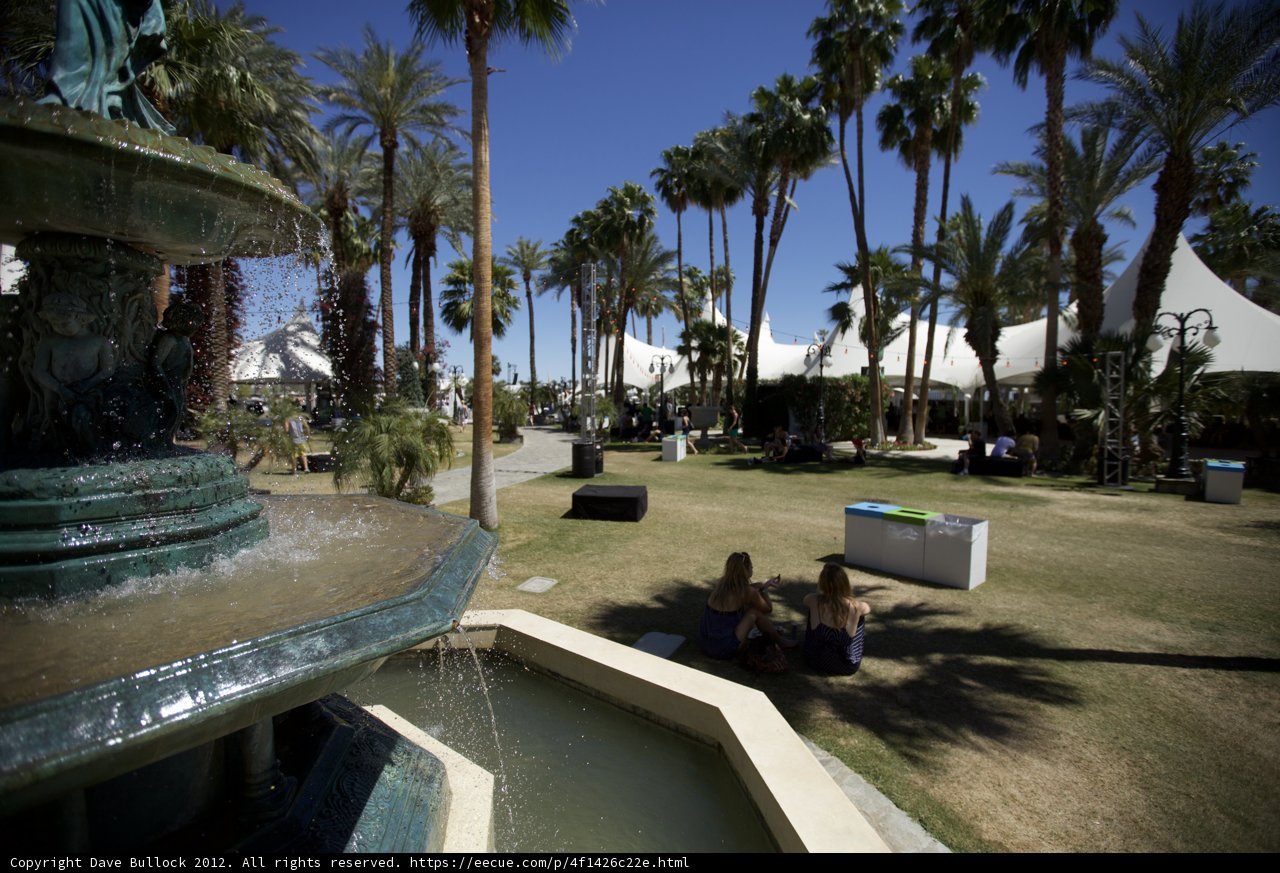 Relaxing by the Fountain at Coachella