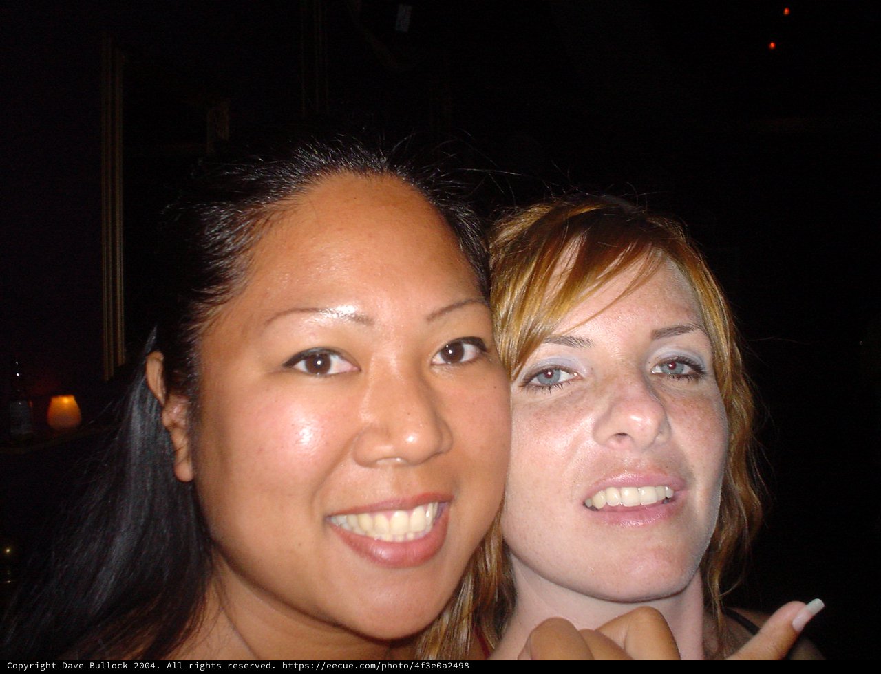 Two Friends Smiling Together at Night Out