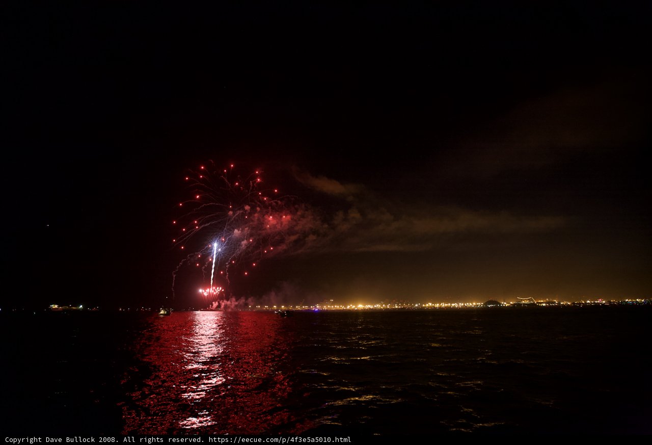 Spectacular Fireworks Display over the Water