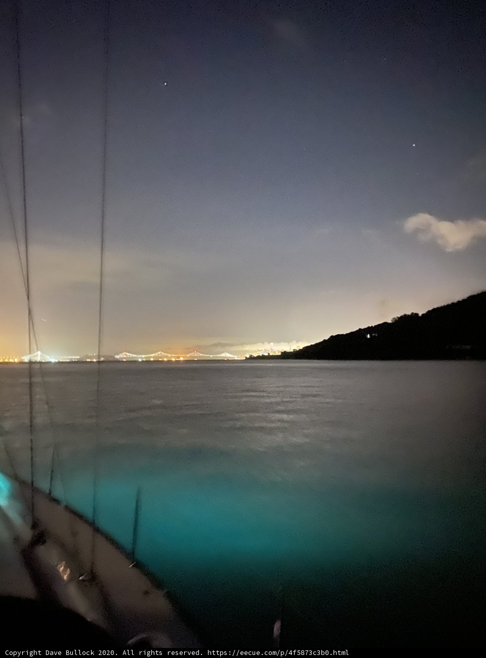 Night Sailing Beneath a City Skyline