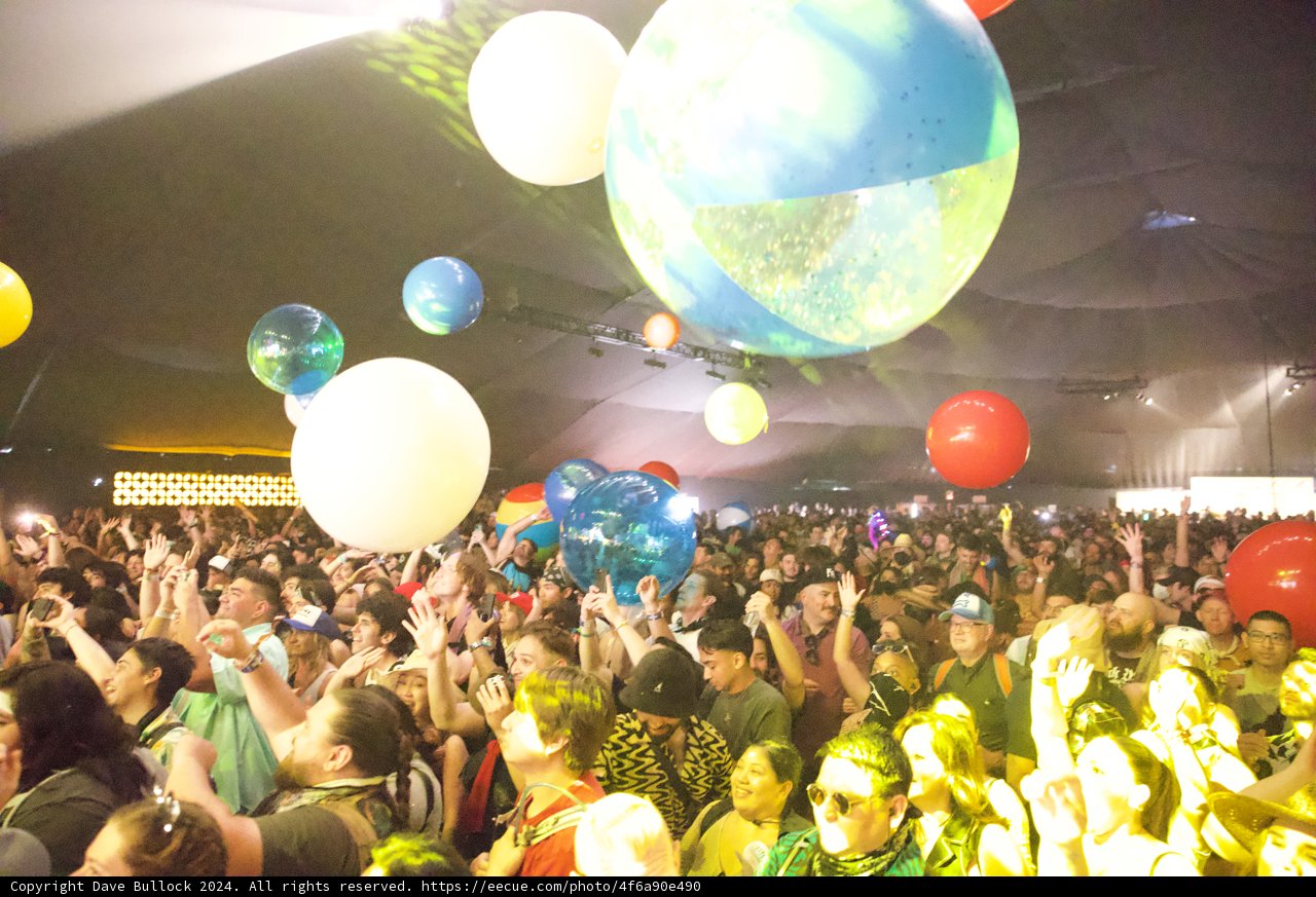 Vibrant Celebrations Under Sphere Lights at Coachella 2024