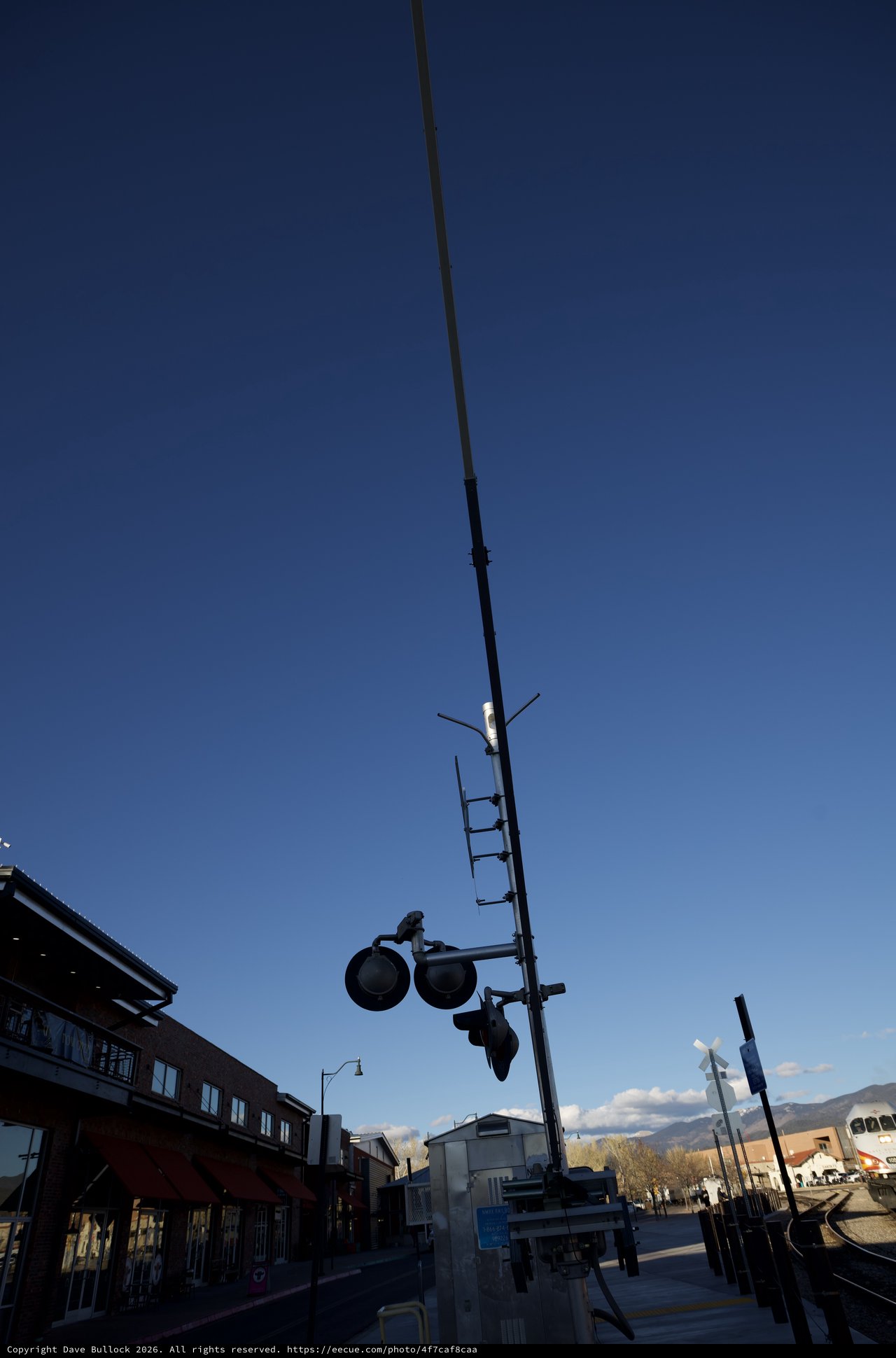 Railroad Crossing Signal at Dusk in Santa Fe