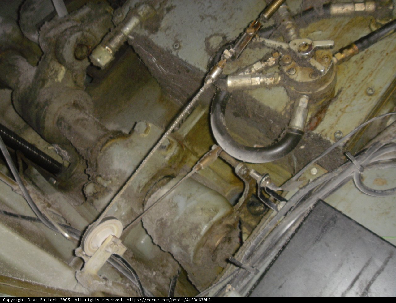 Close-up of Machinery Inside a Rusty Vehicle