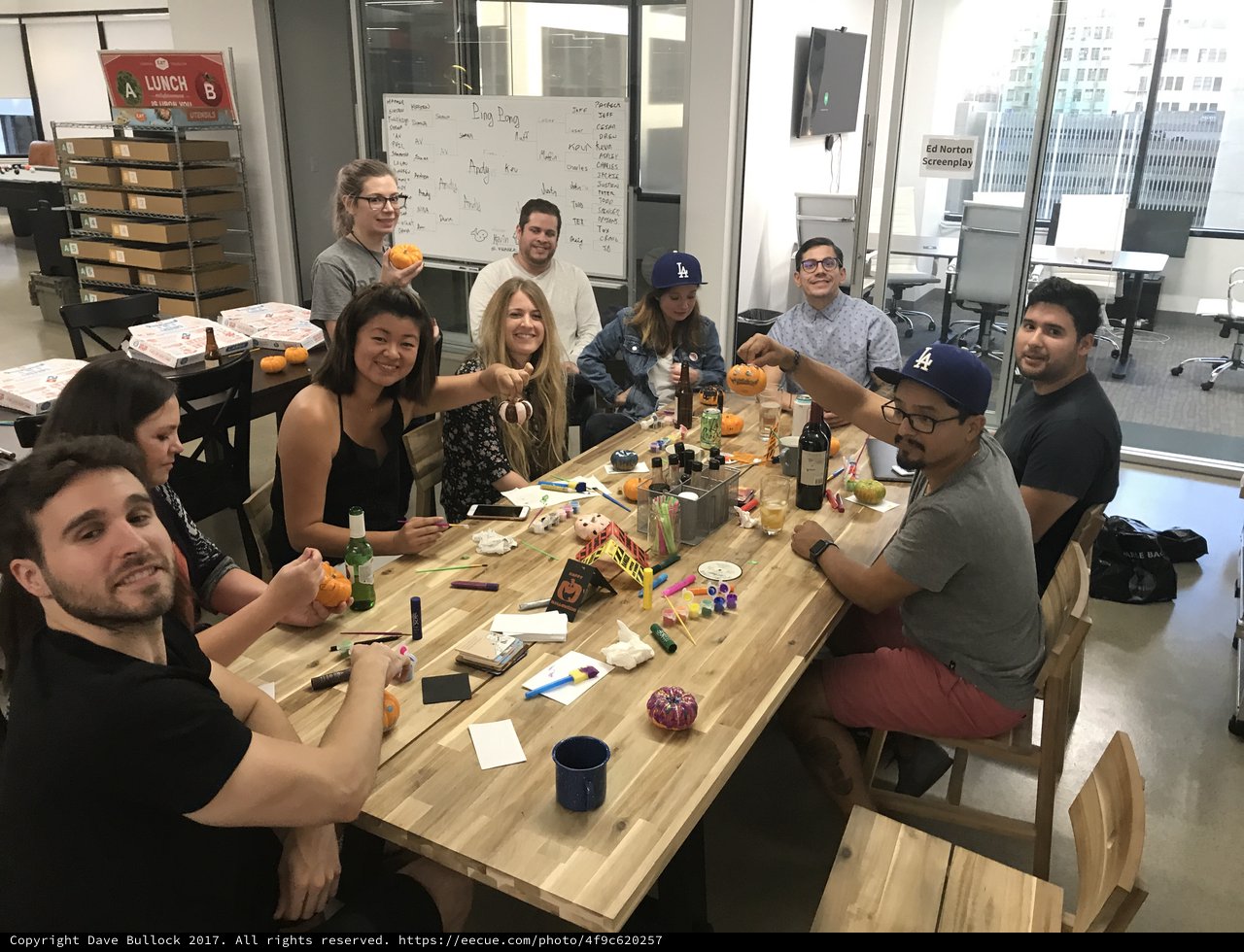 Office Team Pumpkin Decorating Party for Halloween