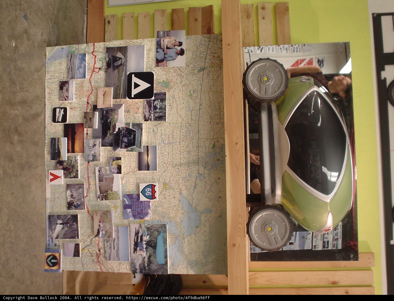Revving up Art: Car Collage on Plywood Wall