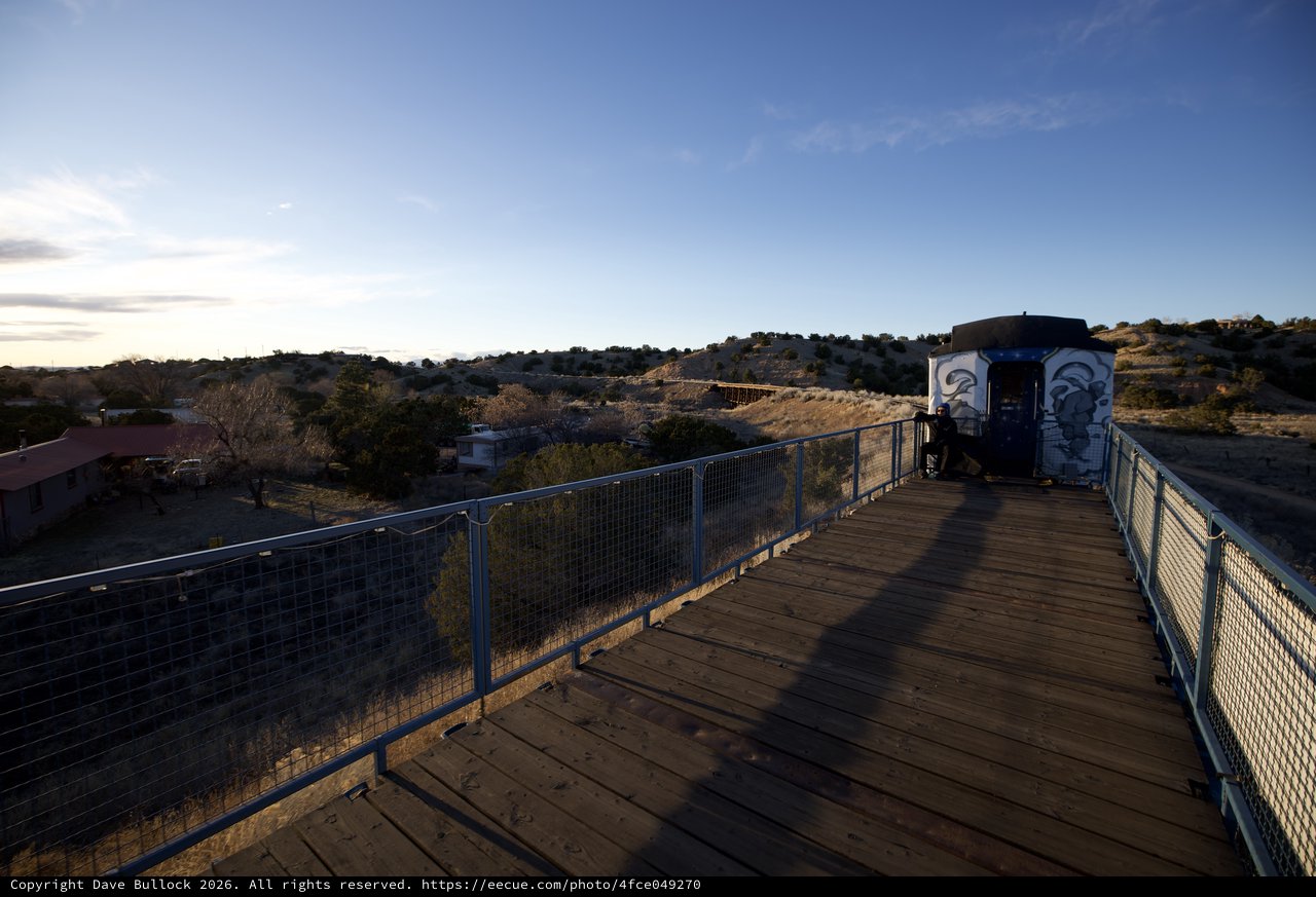 Wooden Pedestrian Bridge Overlook at Golden Hour