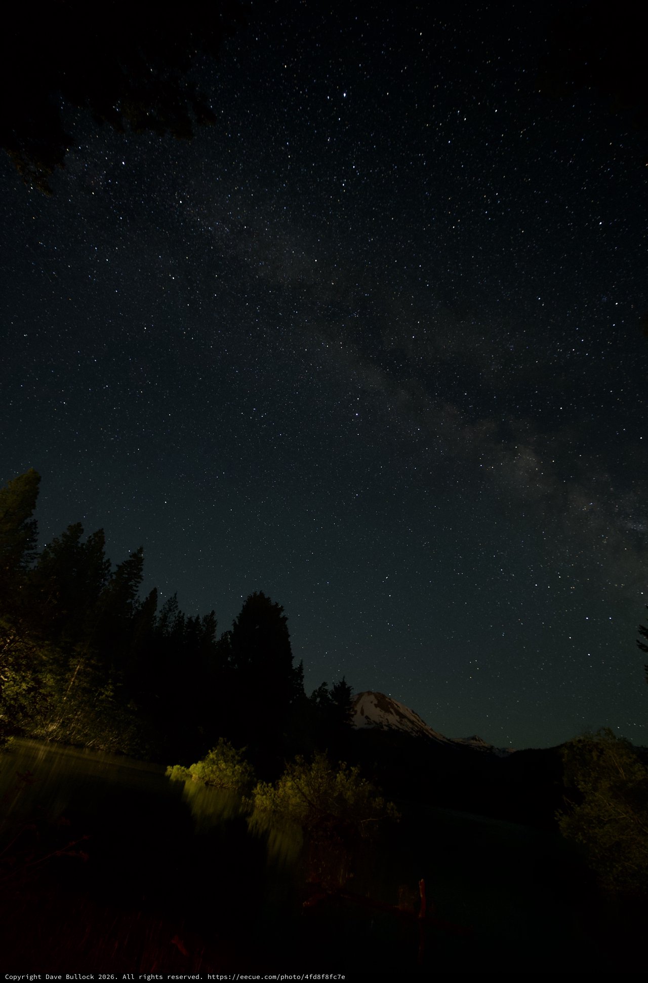 Milky Way Arches Over Mount Lassen at Night