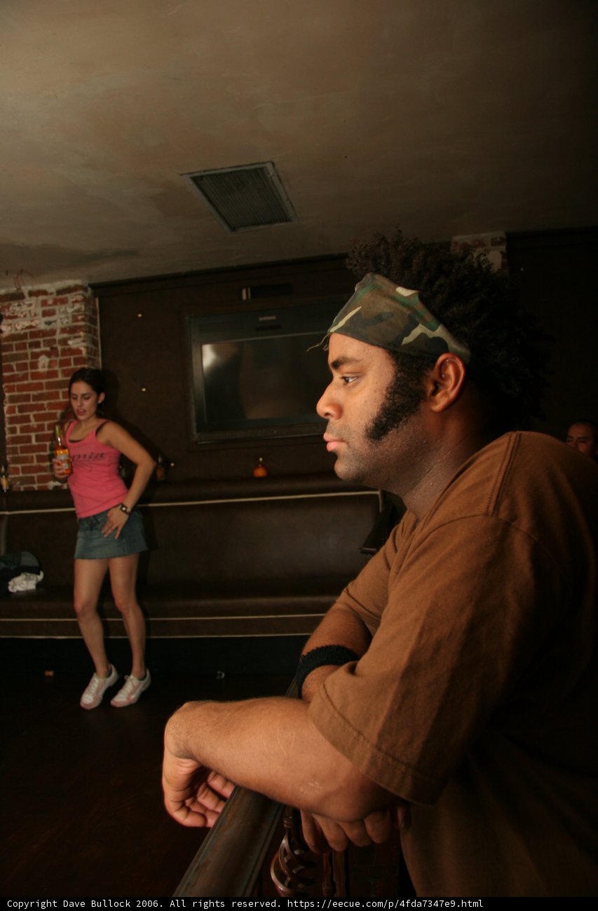 Man with Headband Watching TV