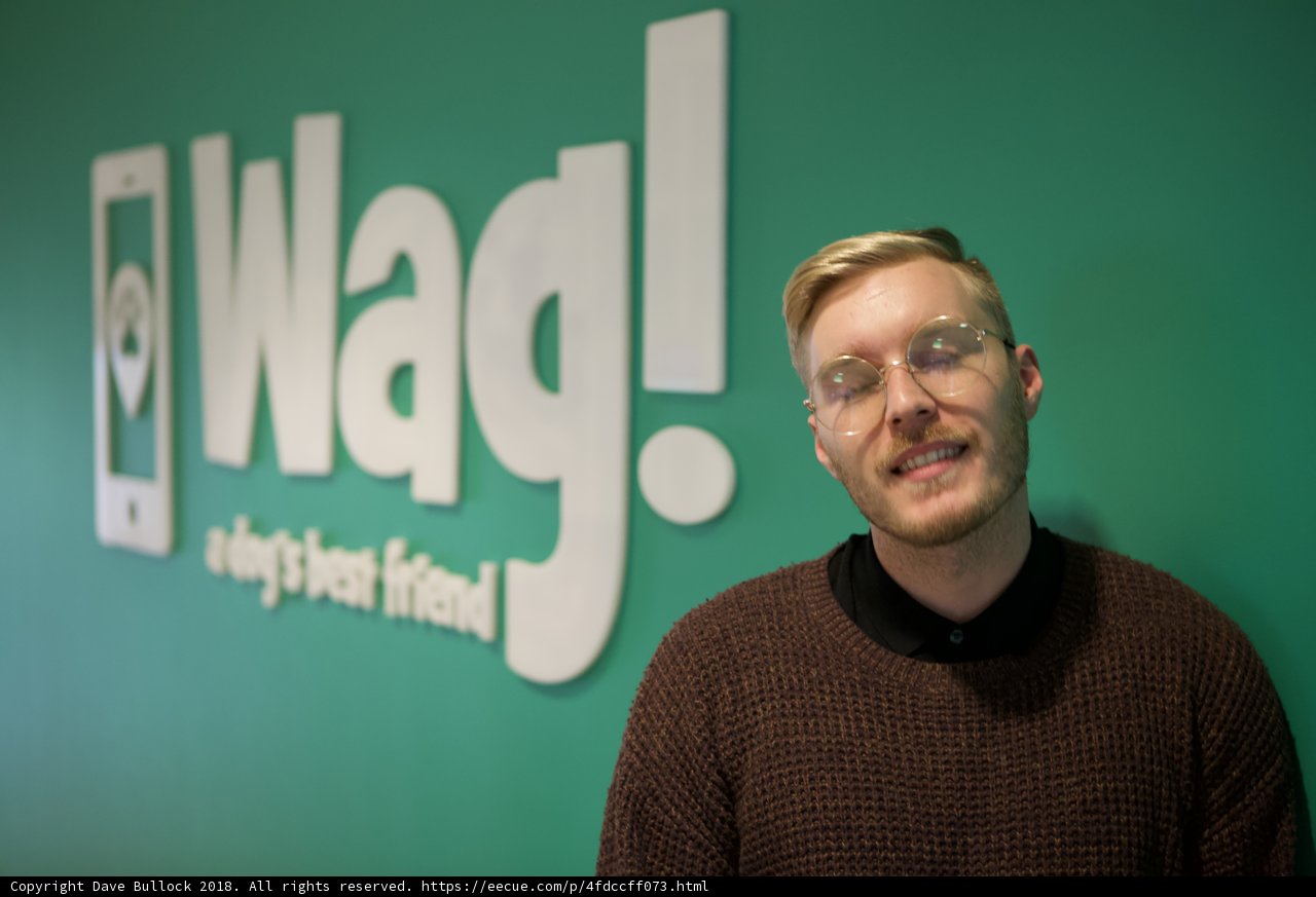 A Stylish Man Sporting Glasses and a WAG Logo