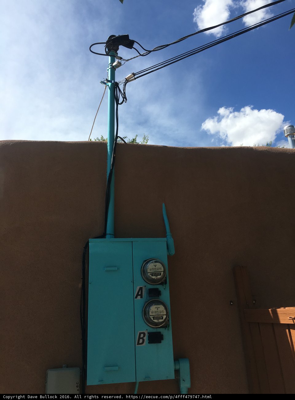 Blue Electrical Box on a Cloudy Day