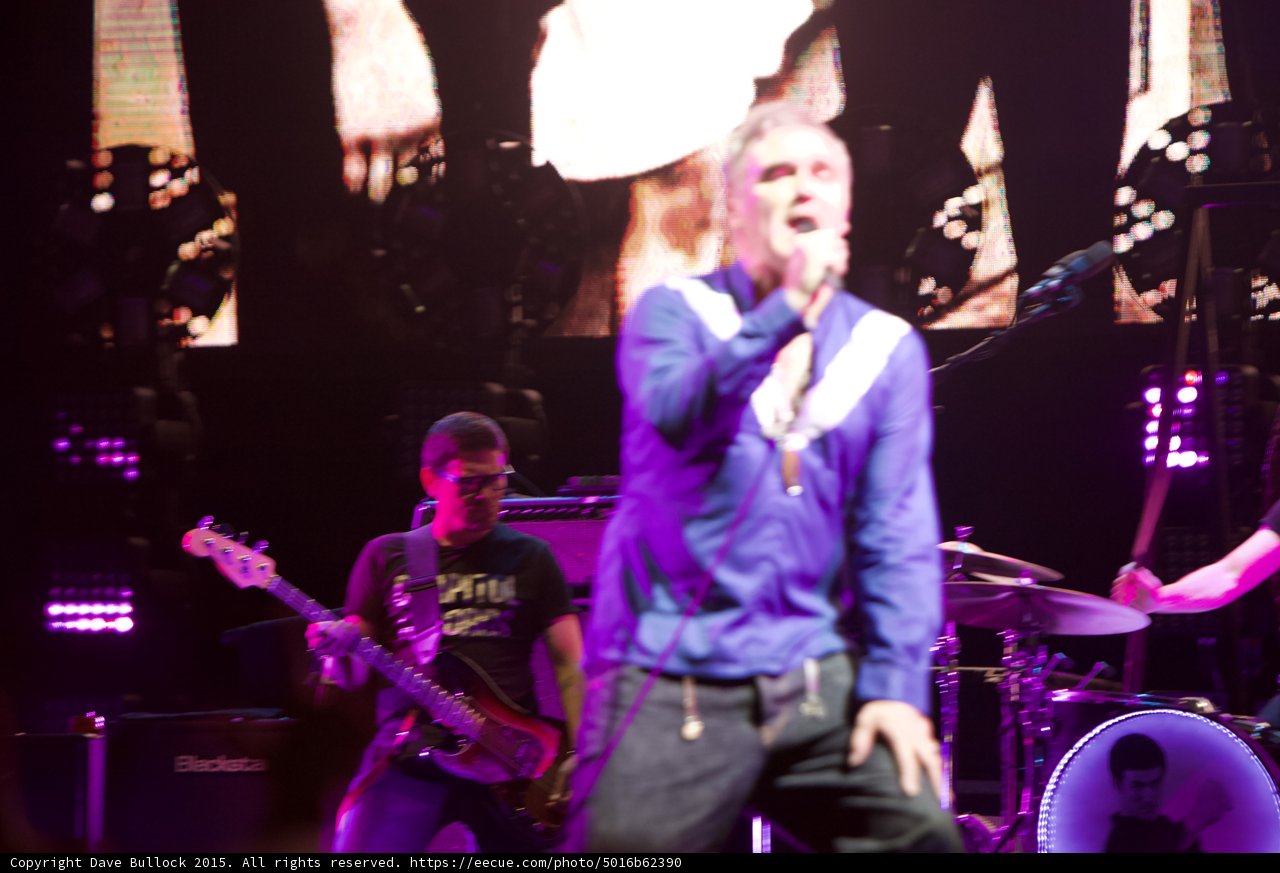 Morrissey Singing Motion Blur Blue Shirt Necklaces Bassist Glasses Red Bass Blackstar Smiths Dangling Hands Screen LED