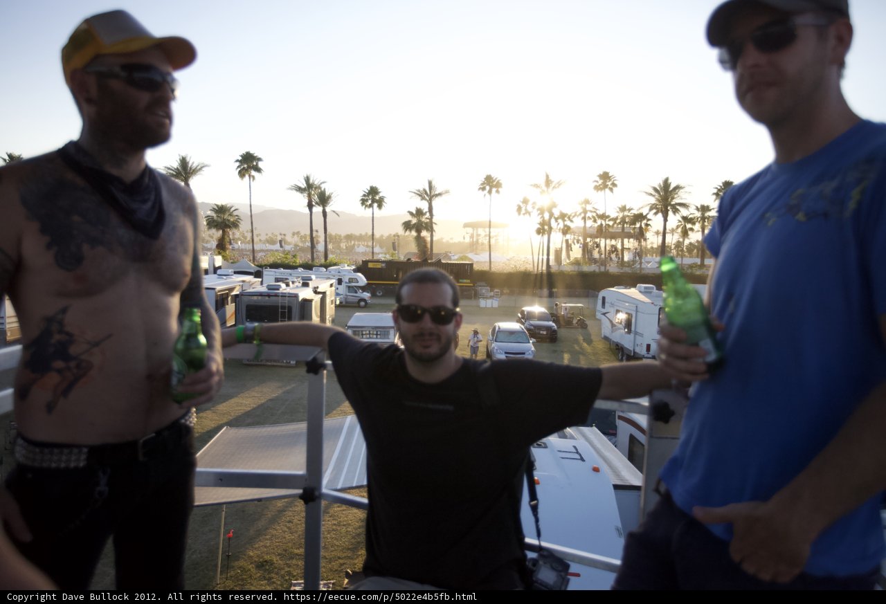 Tattooed Trio with Beer and Car