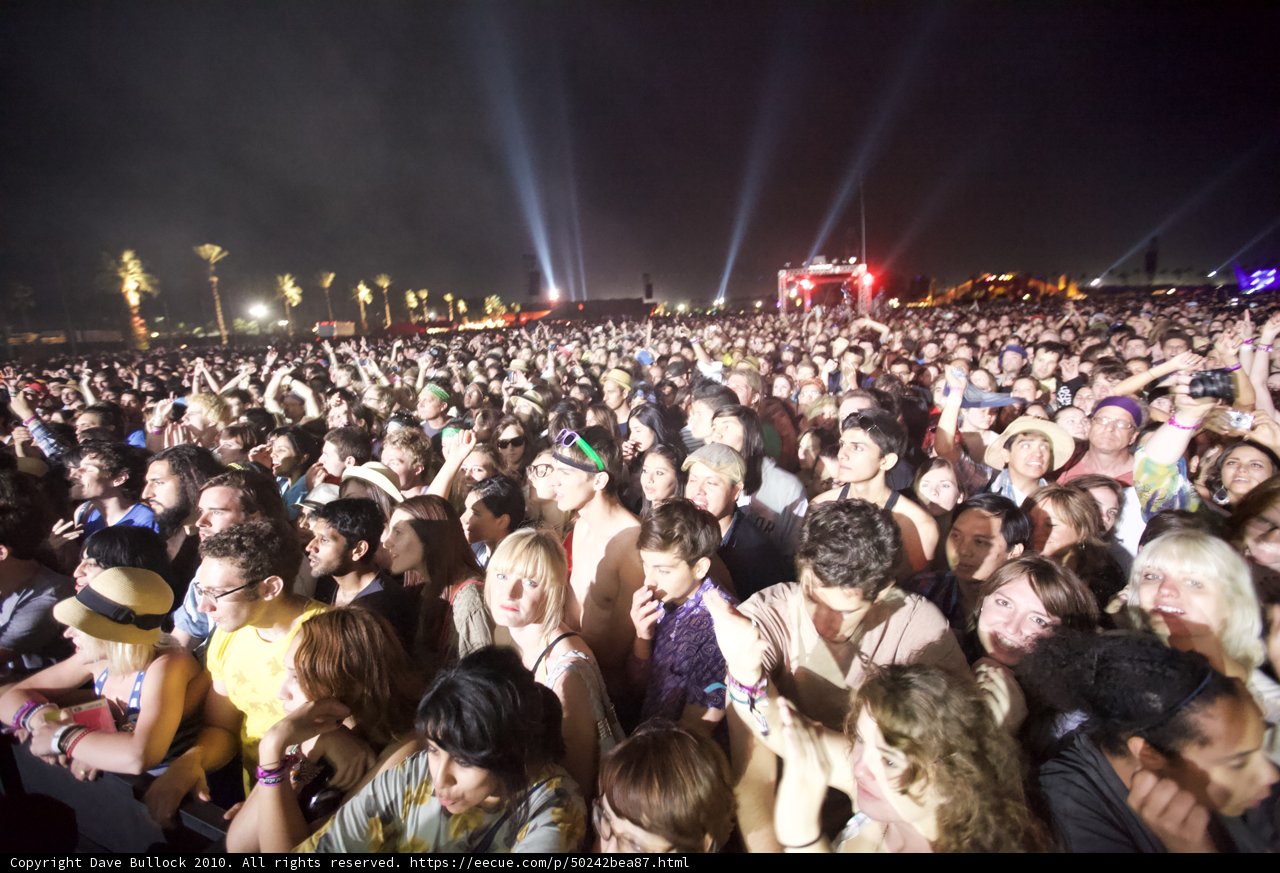 Cochella Concert Crowd at Night