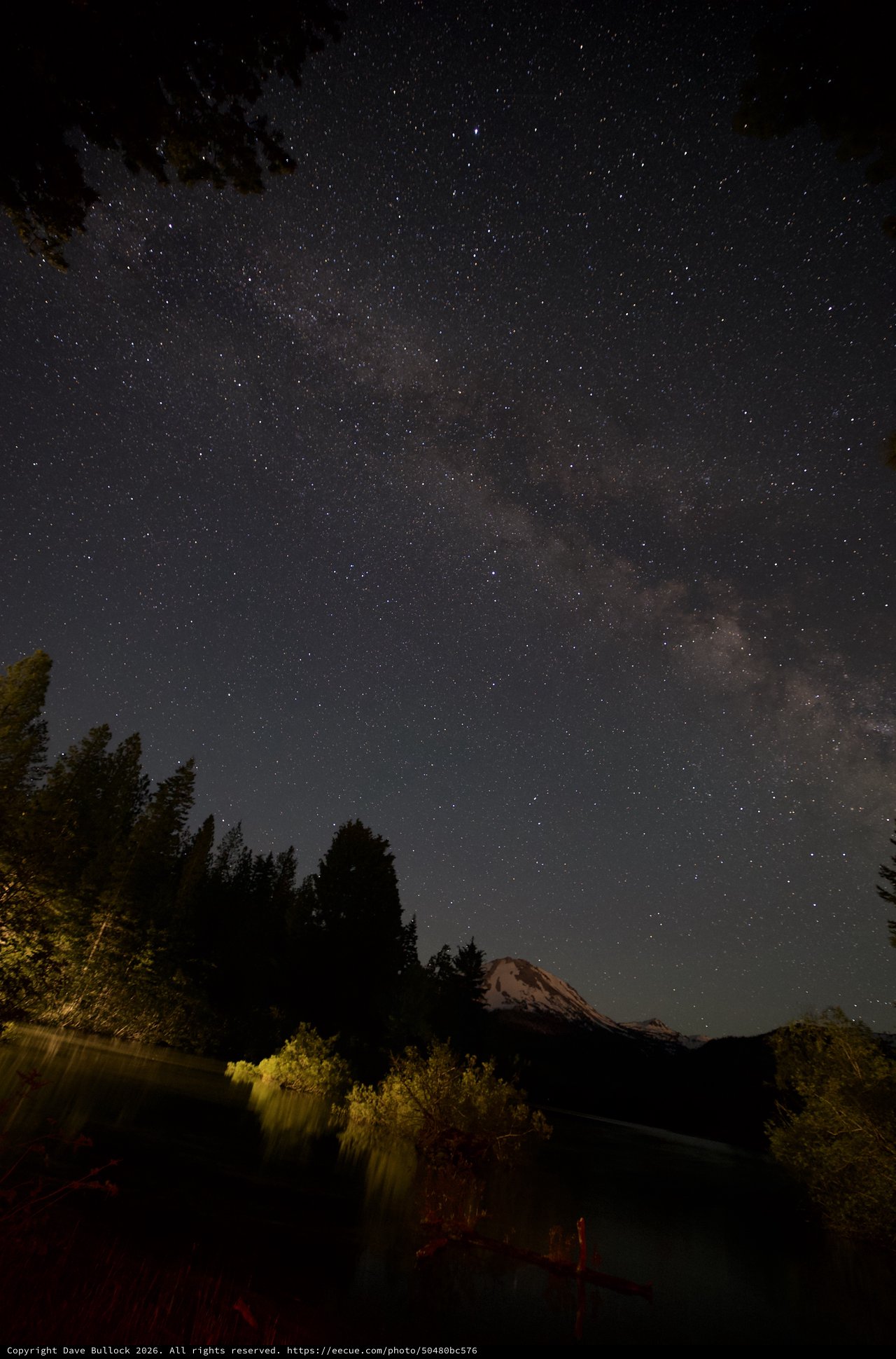 Milky Way Arches Over Mount Lassen at Night
