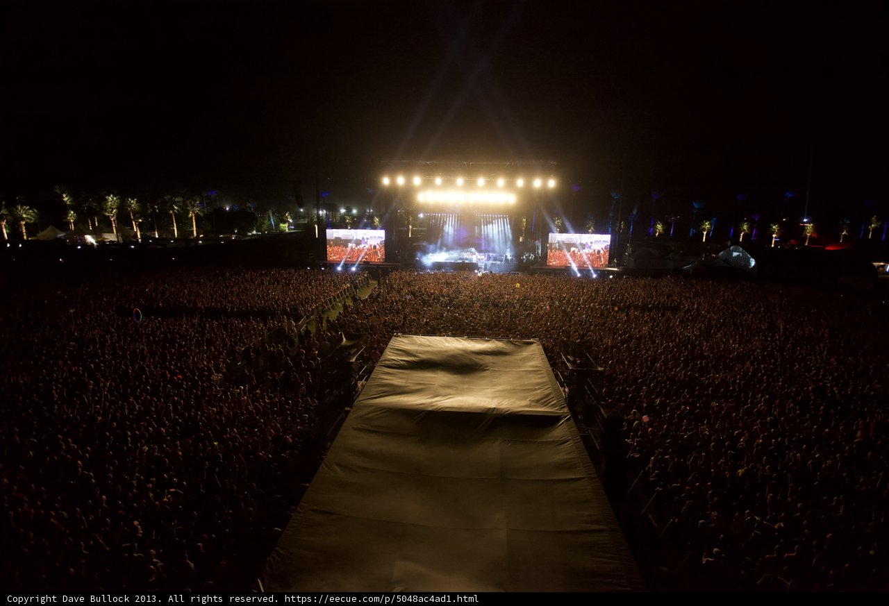 Coachella Crowd Gathers Under Night Sky