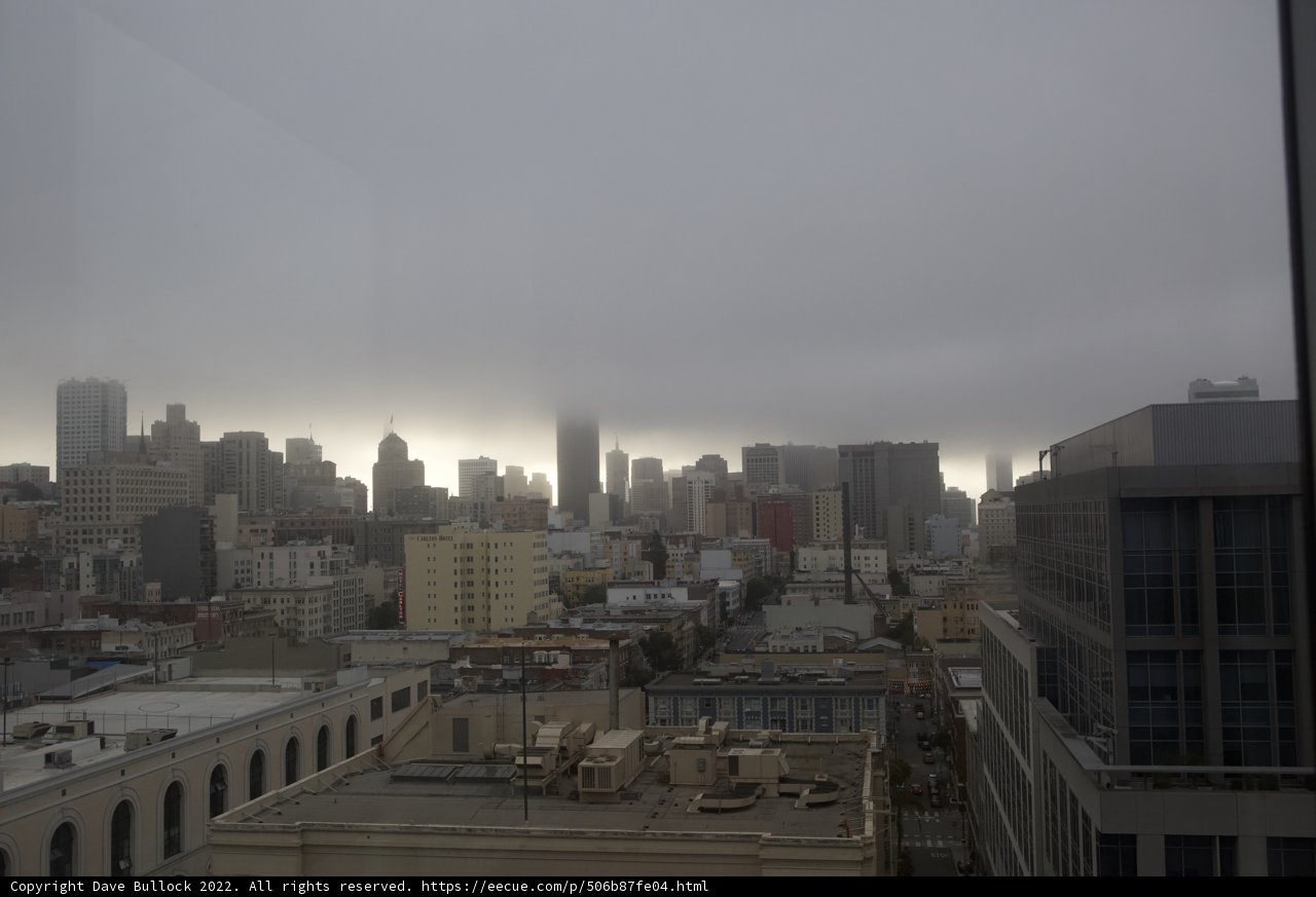 Foggy Downtown Cityscape on Overcast Day