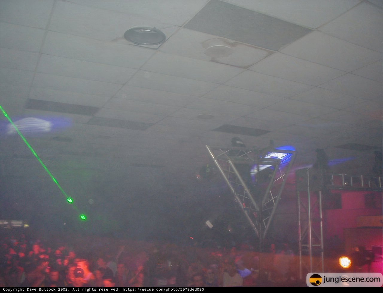 Green Laser Light Shines on Massive Nightclub Crowd