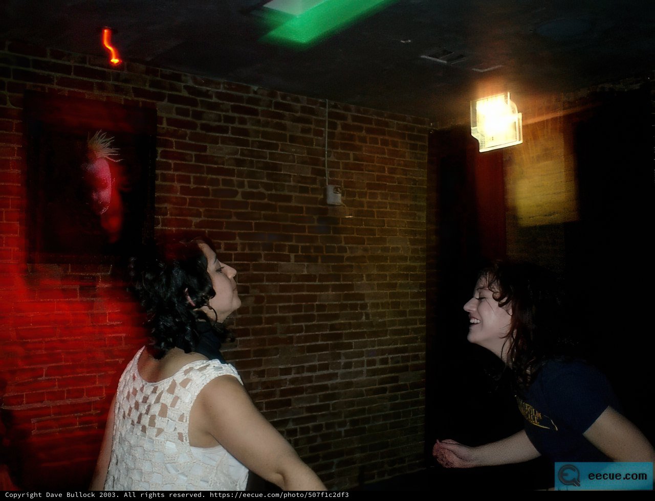 Spotlight on Two Women Dancing in a Nightclub