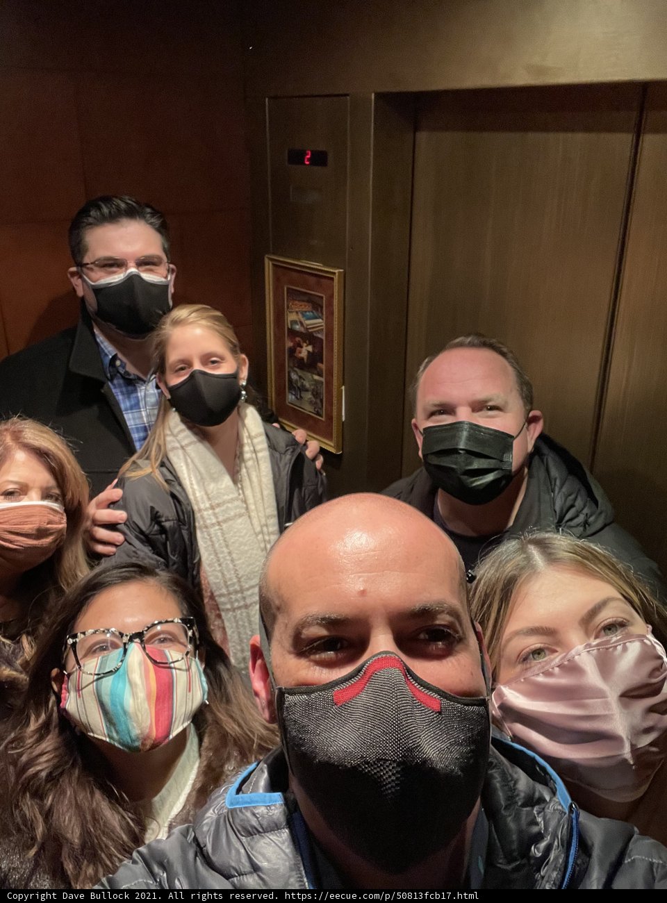 Elevator Selfie with Face Masks