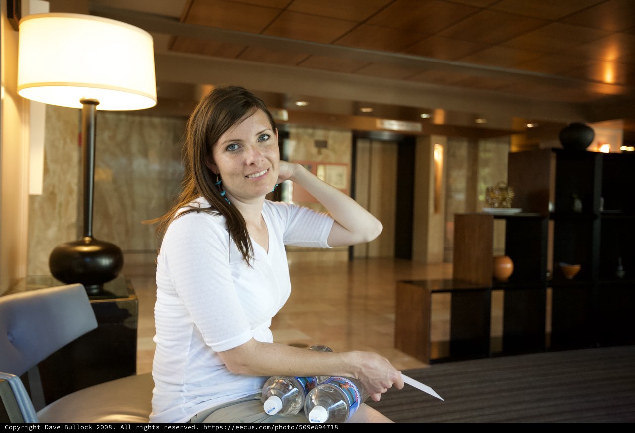Woman Relaxing in San Francisco Hotel Lobby