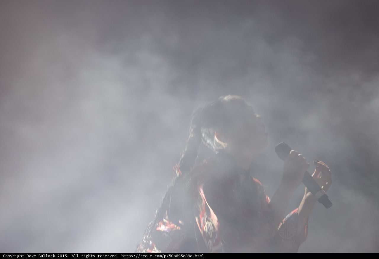 FKA twigs Silhouette Singing Heavy Haze Braided Hair Red Brocade Kimono Passionate Vocal
