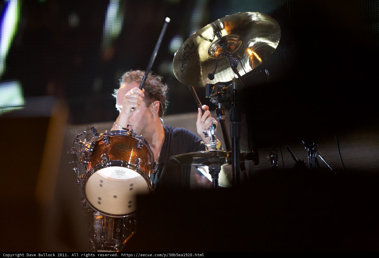 Stage Performance by a Dynamic Drummer