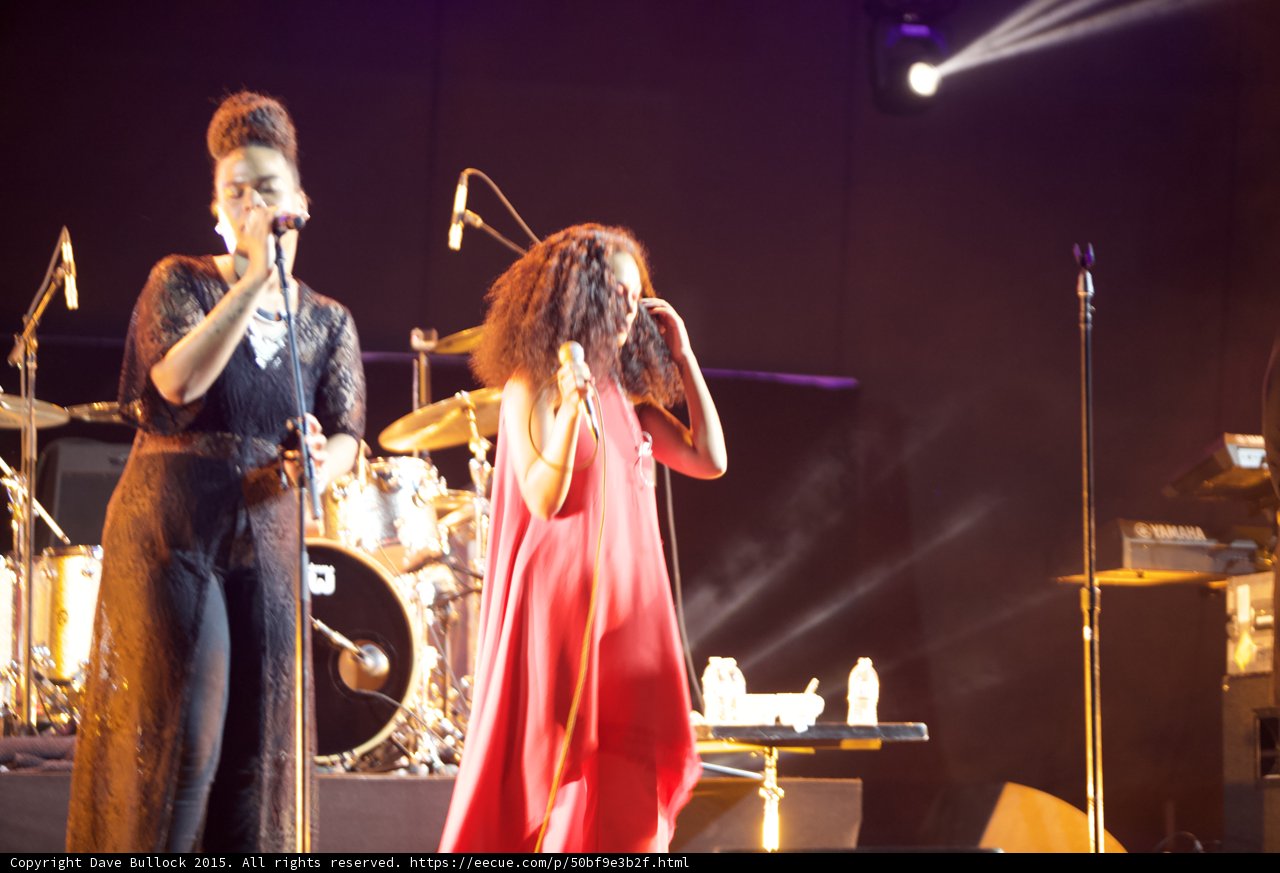 Solange Red Dress Backing Vocalist Black Lace Updo Drum Kit Yamaha Purple