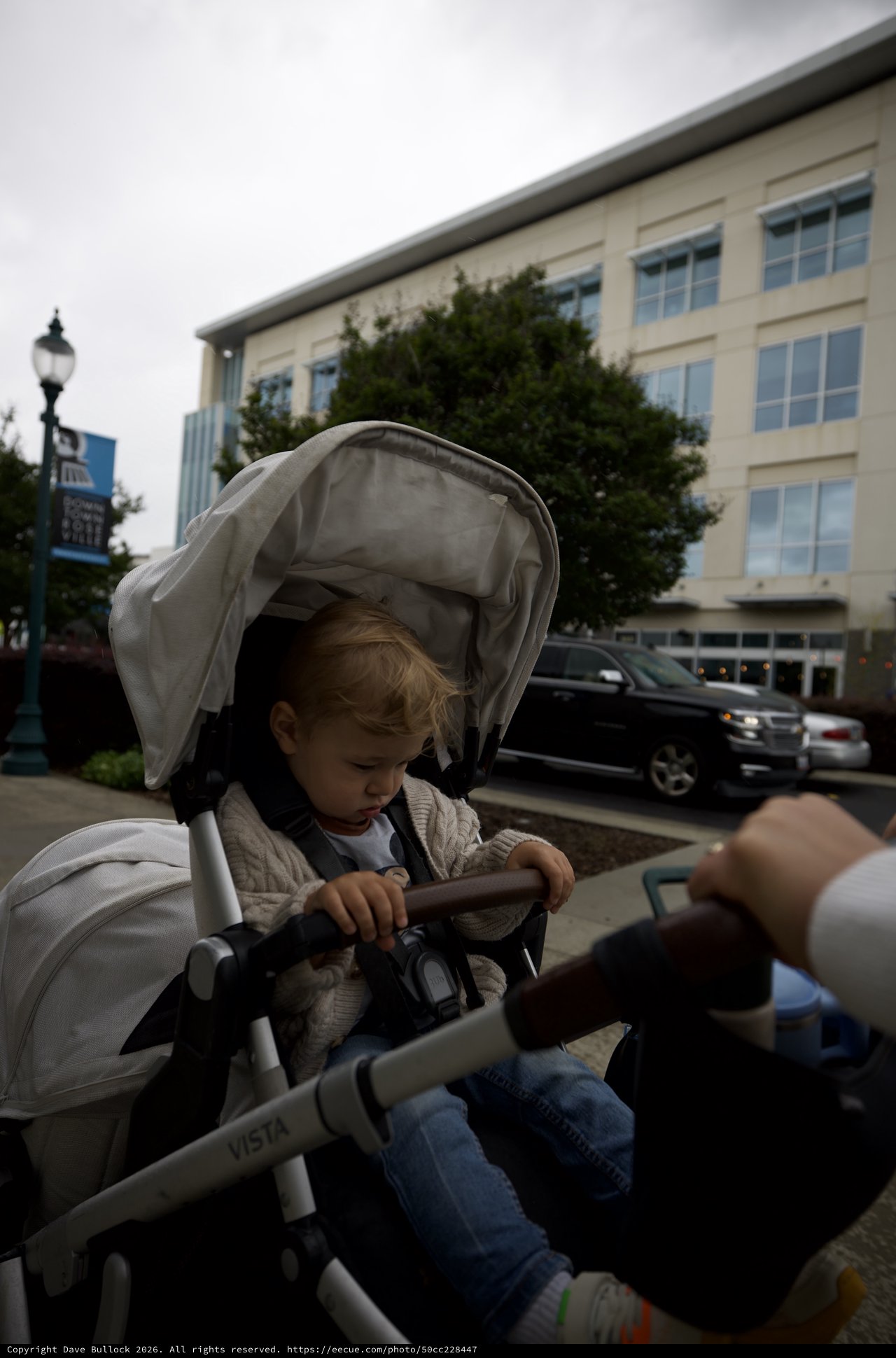 Toddler in Stroller on Urban Sacramento Street