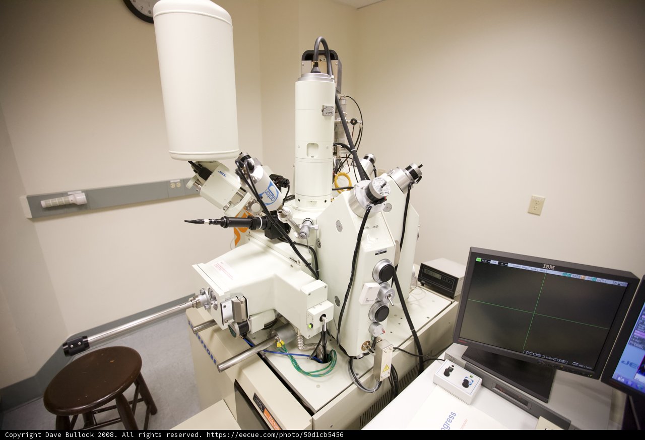 Microscope and Monitor in an Optical Laboratory