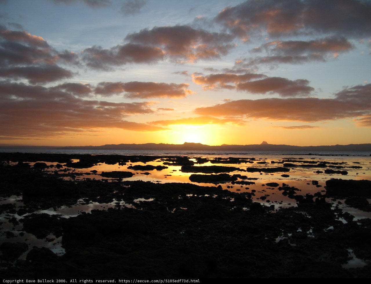 Ocean Sunset with Silhouette Rocks