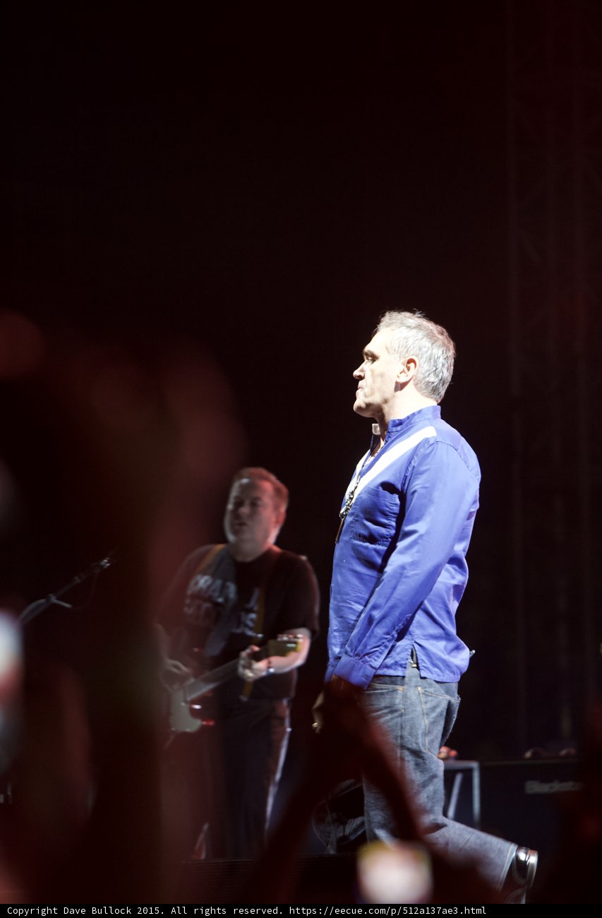 Morrissey Profile Blue Shirt Guitarist Capitol Tee Guitar Blackstar Amp Dark Stage