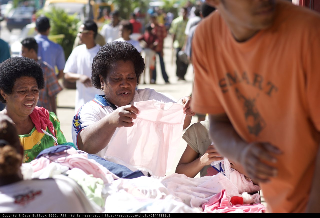 Shopping for Clothes at the Market