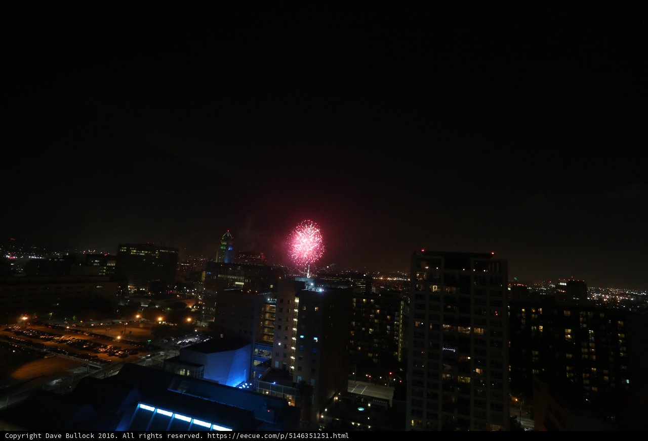 Spectacular Fireworks Display Lights Up Los Angeles Skyline