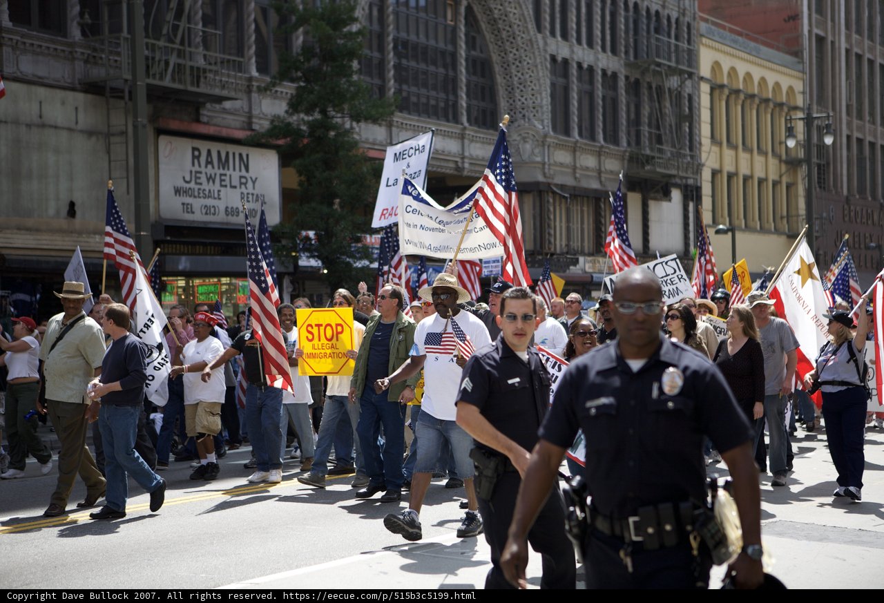 American Flags wave through the Metropolis