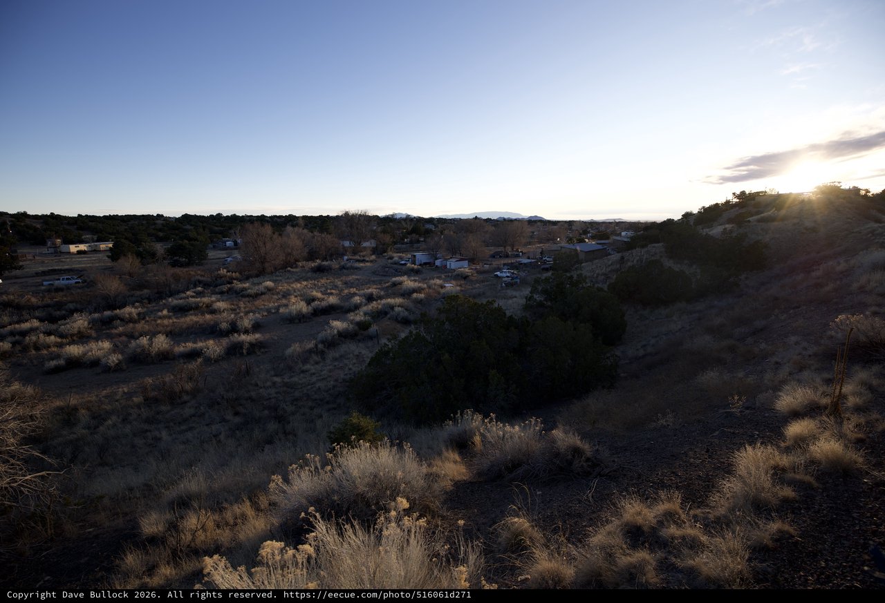 Desert Settlement at Twilight in American Southwest