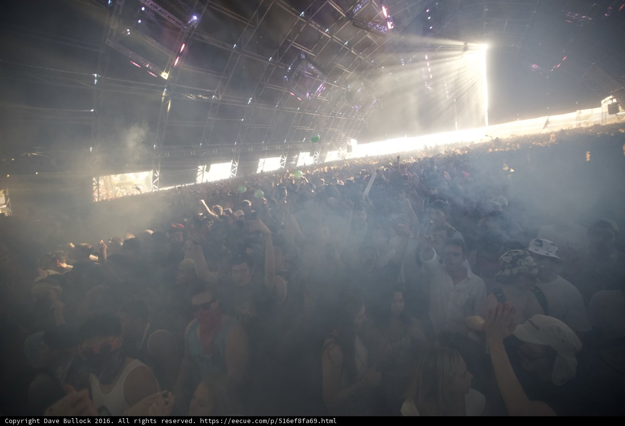 Smoke and Spotlights: A Crowd at Coachella 2016