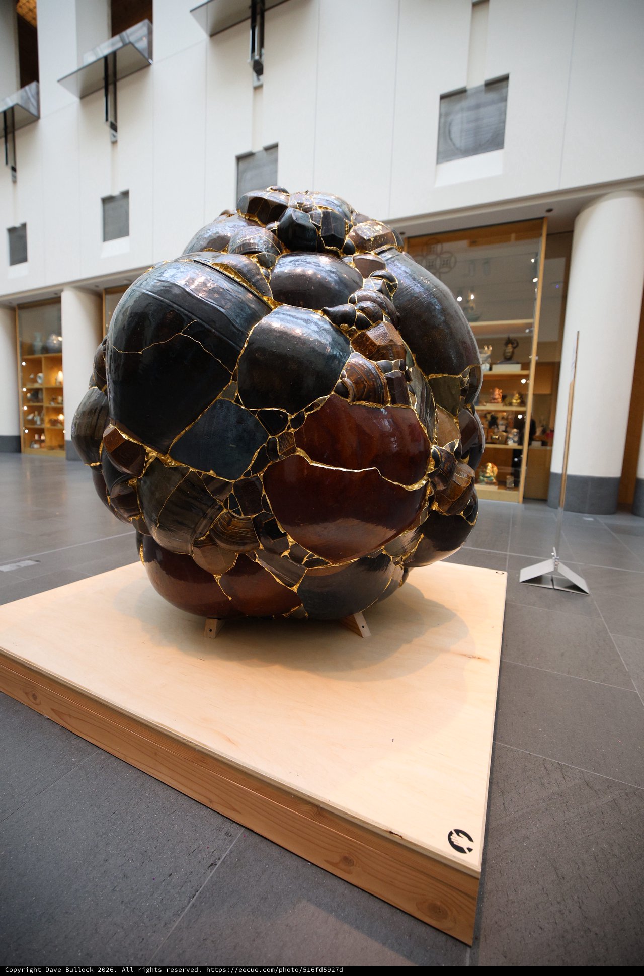 Reconstructed Ceramic Sculpture with Golden Kintsugi Repairs at Asian Art Museum
