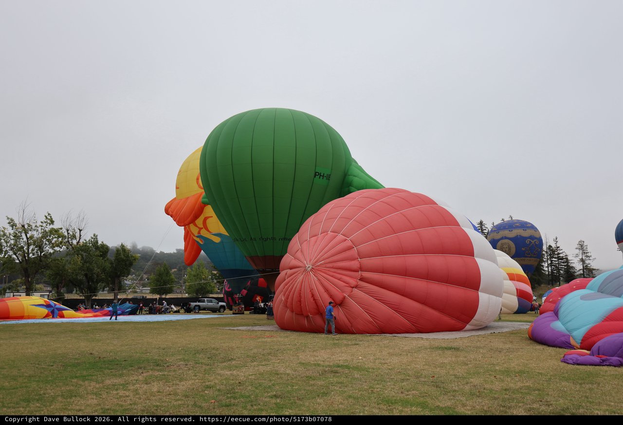 Hot Air Balloons Inflating at Sonoma County Classic