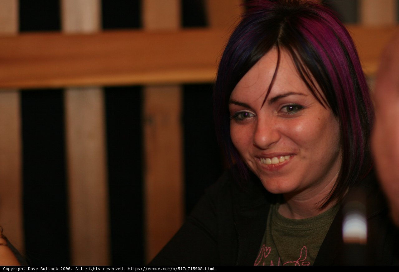Purple-haired Lady Grinning with Joy