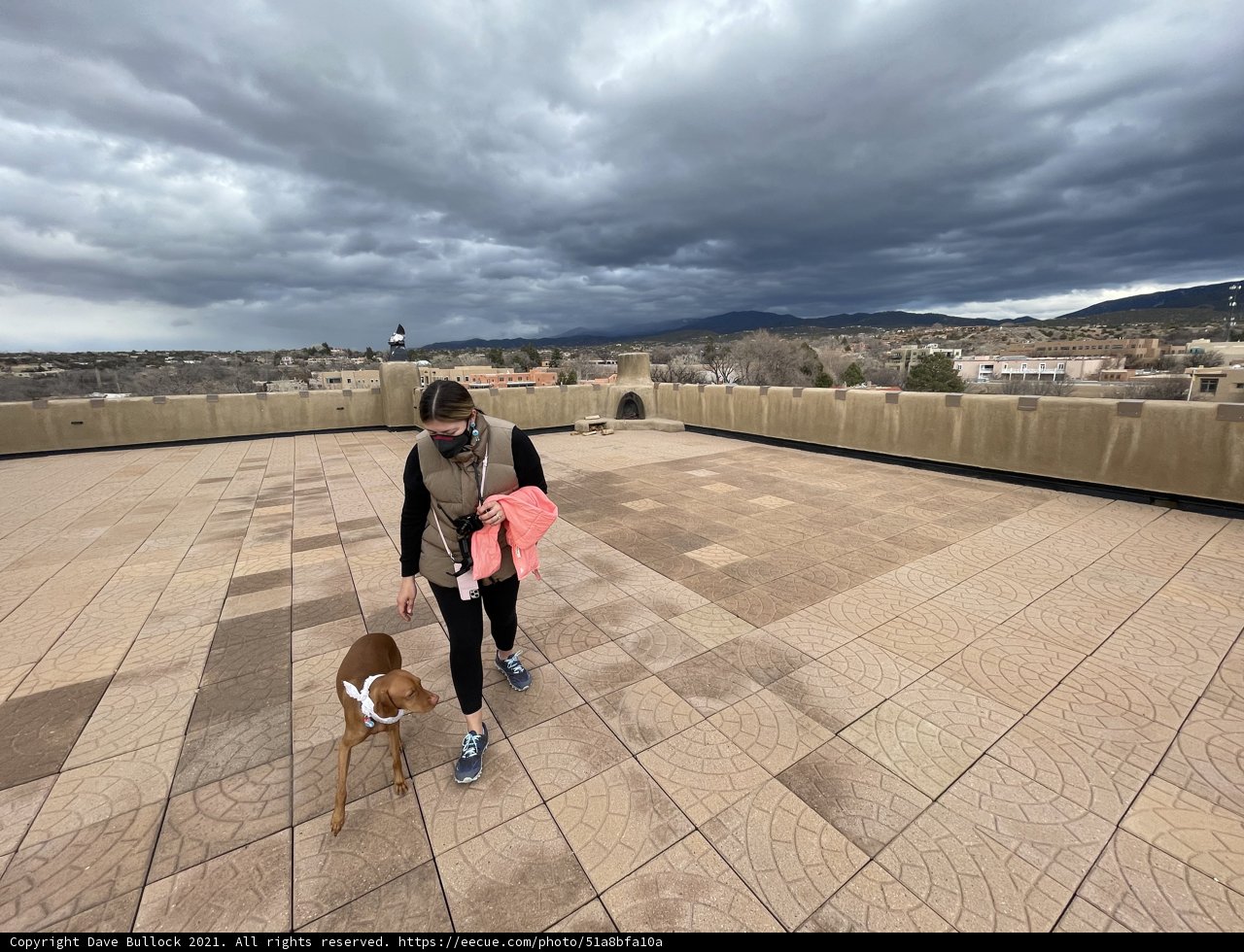 Rooftop Stroll in Stormy Santa Fe