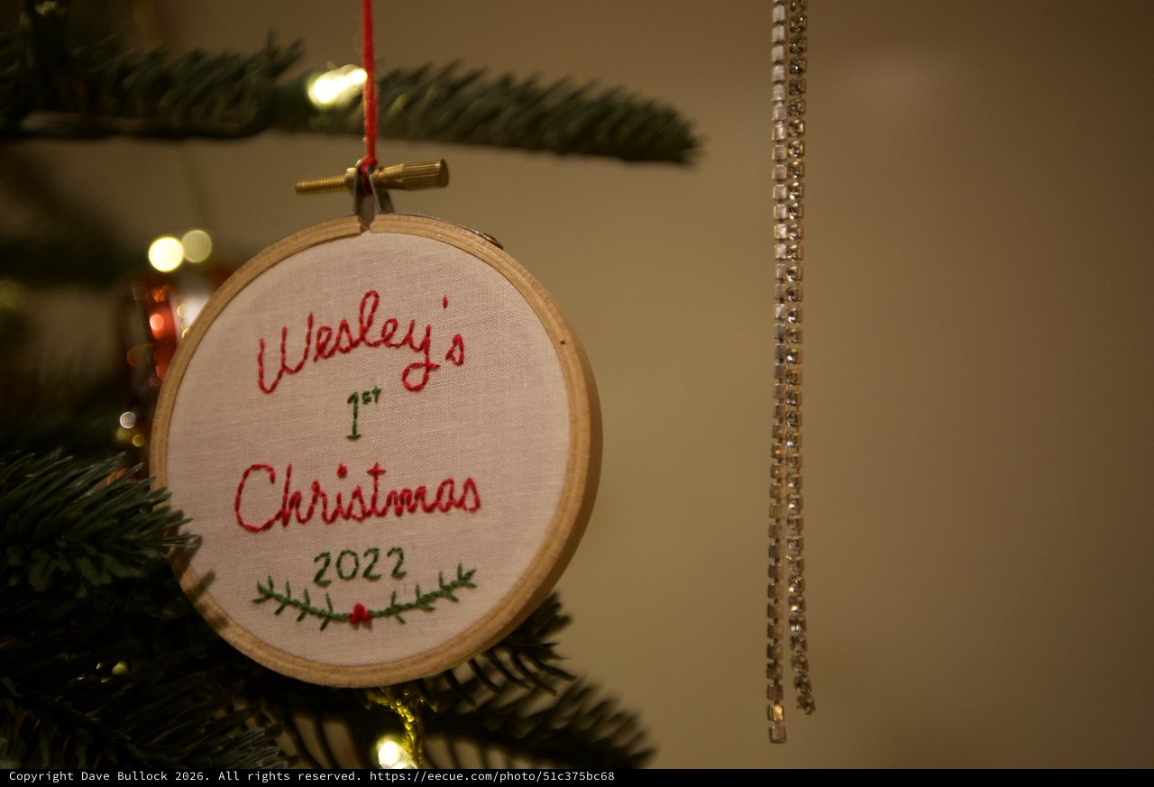 Wesley's First Christmas Ornament 2022 - Embroidered Hoop