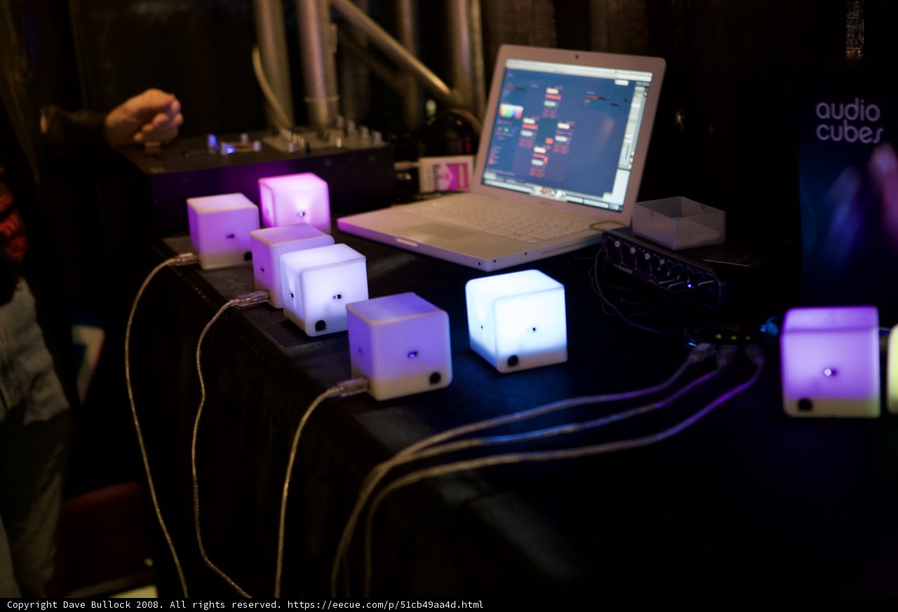 Illuminated Boxes on Table